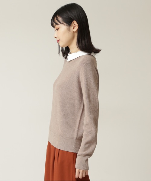 NATURAL BEAUTY BASIC（ナチュラルビューティーベーシック）の「カラードッキングニット（ニット/セーター・レディース・ベージュ/ピンク/ネイビー・MEDIUM）」の9枚目の写真