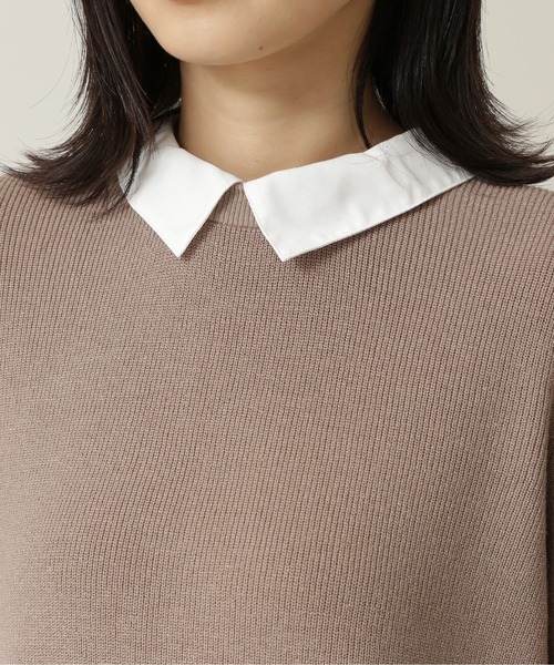 NATURAL BEAUTY BASIC（ナチュラルビューティーベーシック）の「カラードッキングニット（ニット/セーター・レディース・ベージュ/ピンク/ネイビー・MEDIUM）」の7枚目の写真