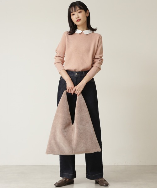 NATURAL BEAUTY BASIC（ナチュラルビューティーベーシック）の「カラードッキングニット（ニット/セーター・レディース・ベージュ/ピンク/ネイビー・MEDIUM）」の8枚目の写真