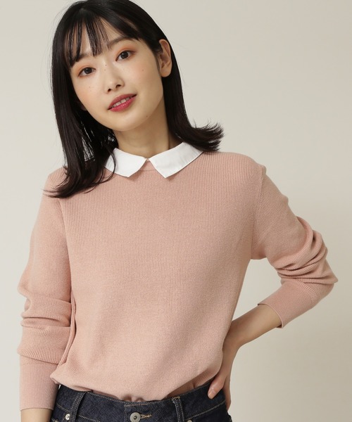 NATURAL BEAUTY BASIC（ナチュラルビューティーベーシック）の「カラードッキングニット（ニット/セーター・レディース・ベージュ/ピンク/ネイビー・MEDIUM）」の13枚目の写真