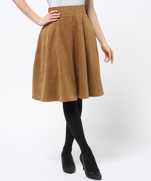 DISCOAT（ディスコート）の「【Discoat】フェイクスエードフレアスカート（スカート・レディース・キャメル/ブラック/ライトグレー・ﾌﾘ-）」の3枚目の写真