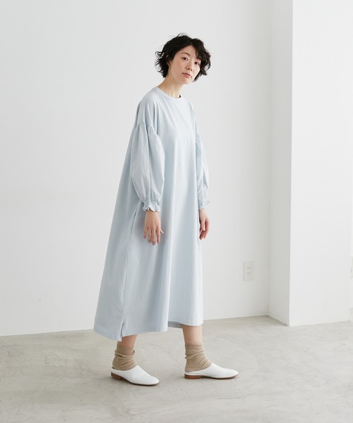 note et silence (ノートエシロンス)の「◇【AMB100貨】USAコットン コンボスリーブワンピース(ワンピース・レディース・サックスブルー/ホワイト・FREE)」の18枚目の写真