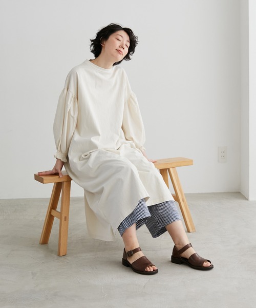 note et silence (ノートエシロンス)の「◇【AMB100貨】USAコットン コンボスリーブワンピース(ワンピース・レディース・サックスブルー/ホワイト・FREE)」の3枚目の写真