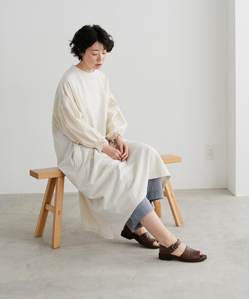 note et silence (ノートエシロンス)の「◇【AMB100貨】USAコットン コンボスリーブワンピース(ワンピース・レディース・サックスブルー/ホワイト・FREE)」の7枚目の写真