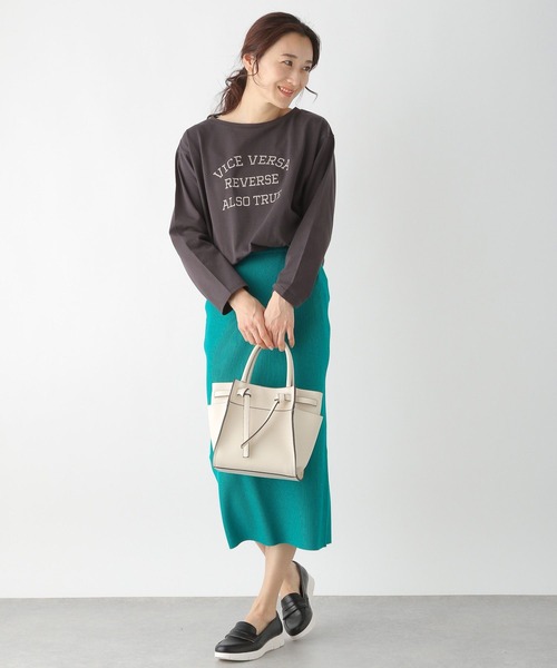 LEPSIM(レプシィム)の「【選べる丈シリーズ】12ゲージ洗えるケアニットスカート 948652(スカート・レディース・ブラック/ブラウン/グレー/グレイッシュベージュ/グリーン/ネイビー/ベージュ系その他/カーキ/レッド/オフホワイト/オレンジ・FREE/TALL)」の13枚目の写真