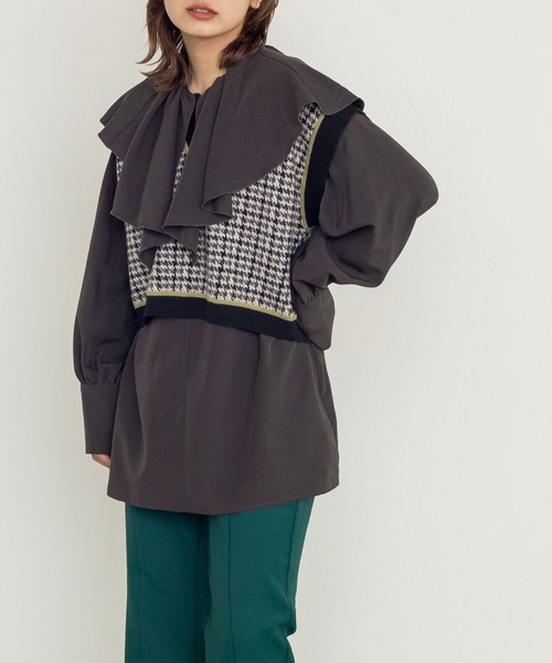 W Closet ダブルクローゼット の Setup対応 12gチェック柄ベスト ニット セーター Wear