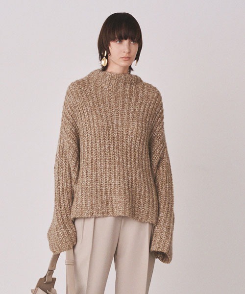 Mila Owen（ミラオーウェン）の「短丈MIX糸ワイドリブニット（ニット/セーター・レディース・ベージュ/ブラック/ブルー・FREE）」の8枚目の写真