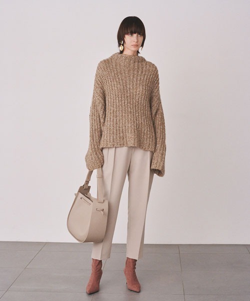 Mila Owen（ミラオーウェン）の「短丈MIX糸ワイドリブニット（ニット/セーター・レディース・ベージュ/ブラック/ブルー・FREE）」の9枚目の写真