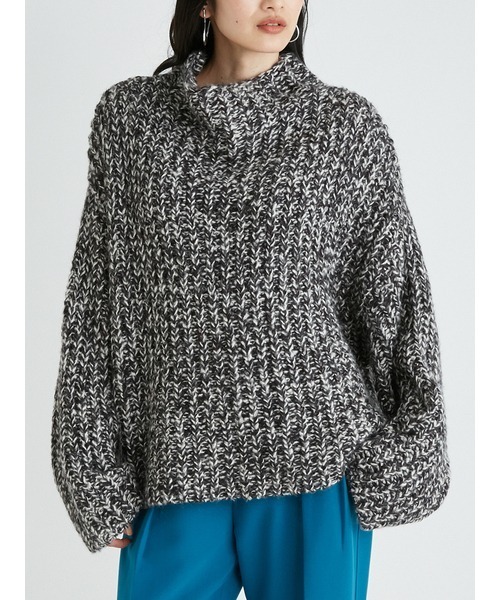 Mila Owen（ミラオーウェン）の「短丈MIX糸ワイドリブニット（ニット/セーター・レディース・ベージュ/ブラック/ブルー・FREE）」の13枚目の写真