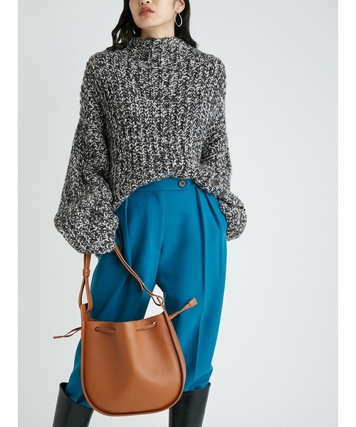 Mila Owen（ミラオーウェン）の「短丈MIX糸ワイドリブニット（ニット/セーター・レディース・ベージュ/ブラック/ブルー・FREE）」の12枚目の写真