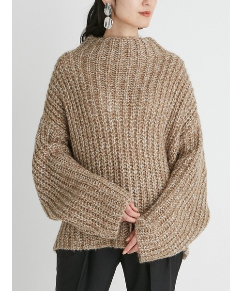 Mila Owen（ミラオーウェン）の「短丈MIX糸ワイドリブニット（ニット/セーター・レディース・ベージュ/ブラック/ブルー・FREE）」の10枚目の写真