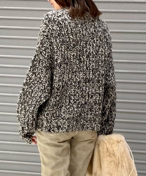Mila Owen（ミラオーウェン）の「短丈MIX糸ワイドリブニット（ニット/セーター・レディース・ベージュ/ブラック/ブルー・FREE）」の5枚目の写真