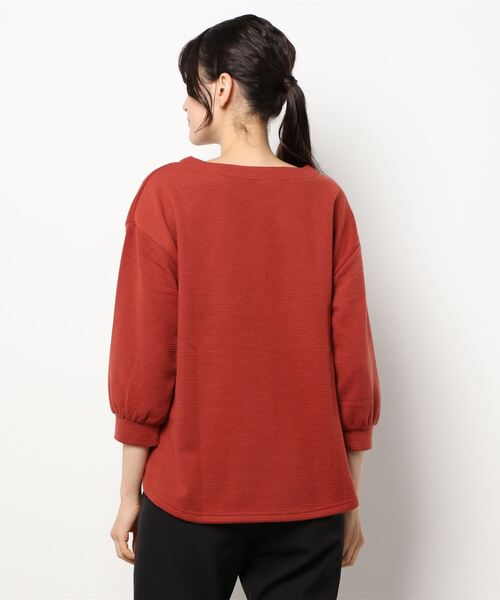 BELLUNA PLUS(ベルーナ)の「裏起毛リップル素材Vネックプルオーバー(Tシャツ/カットソー・レディース・ネイビー/イエロー/グレー系その他/コーラル・MEDIUM/LARGE/X-LARGE)」の13枚目の写真