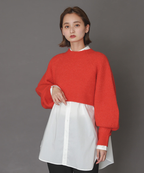 SENSE OF PLACE by URBAN RESEARCH（センスオブプレイスバイアーバンリサーチ）の「ストレッチアルパカアイレットショートセーター（ニット/セーター・レディース・ブラック/アイボリー/ブルー/ベージュ/レッド・ONE）」の5枚目の写真