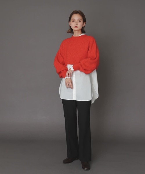 SENSE OF PLACE by URBAN RESEARCH（センスオブプレイスバイアーバンリサーチ）の「ストレッチアルパカアイレットショートセーター（ニット/セーター・レディース・ブラック/アイボリー/ブルー/ベージュ/レッド・ONE）」の9枚目の写真