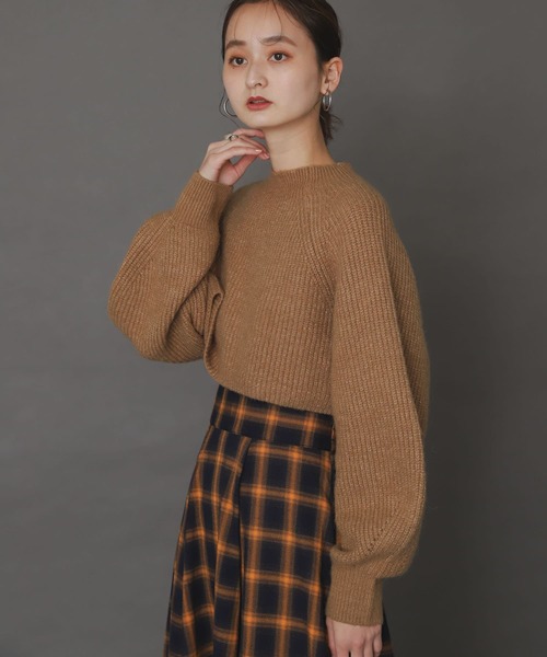 SENSE OF PLACE by URBAN RESEARCH（センスオブプレイスバイアーバンリサーチ）の「ストレッチアルパカアイレットショートセーター（ニット/セーター・レディース・ブラック/アイボリー/ブルー/ベージュ/レッド・ONE）」の14枚目の写真