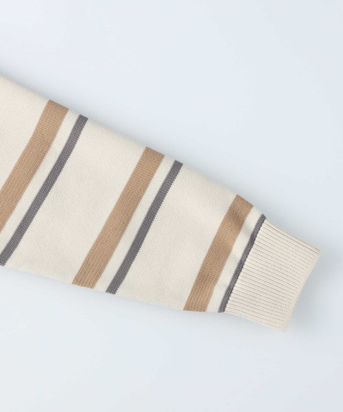 BACK NUMBER（バックナンバー）の「【BACK NUMBER】天竺編みボーダークルーニット（ニット/セーター・メンズ・ブラック×グレー/ホワイト×カーキブラウン・XL/L/S/M）」の8枚目の写真