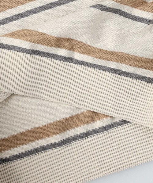 BACK NUMBER（バックナンバー）の「【BACK NUMBER】天竺編みボーダークルーニット（ニット/セーター・メンズ・ブラック×グレー/ホワイト×カーキブラウン・XL/L/S/M）」の9枚目の写真