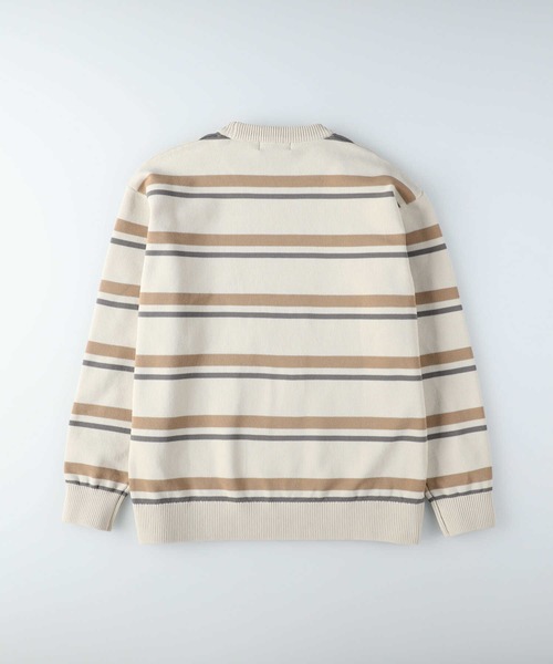 BACK NUMBER（バックナンバー）の「【BACK NUMBER】天竺編みボーダークルーニット（ニット/セーター・メンズ・ブラック×グレー/ホワイト×カーキブラウン・XL/L/S/M）」の14枚目の写真