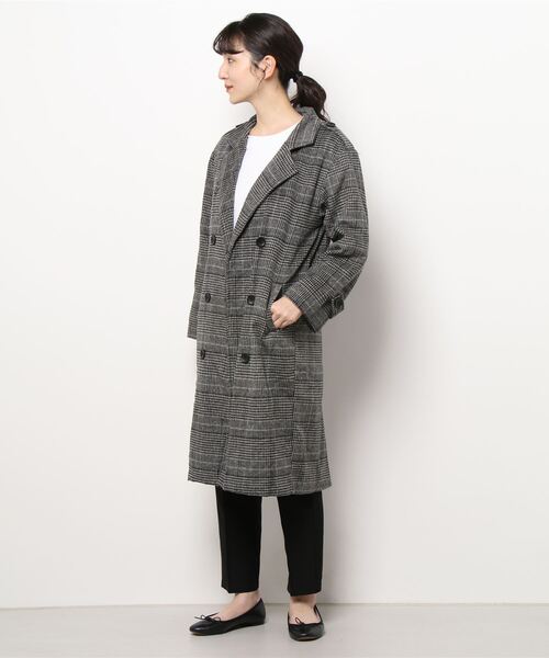 STYLEBLOCK（スタイルブロック）の「グレンチェック柄ロングチェスターコート（チェスターコート・レディース・グレー・S/M/L/2XL/XL）」の5枚目の写真