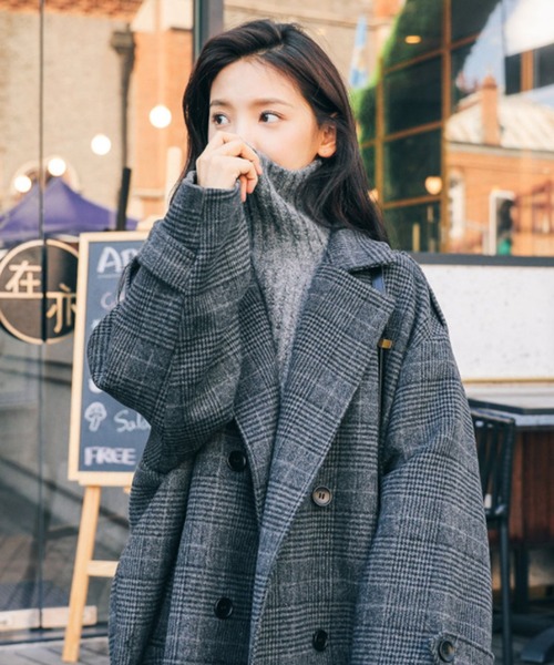 STYLEBLOCK（スタイルブロック）の「グレンチェック柄ロングチェスターコート（チェスターコート・レディース・グレー・S/M/L/2XL/XL）」の6枚目の写真