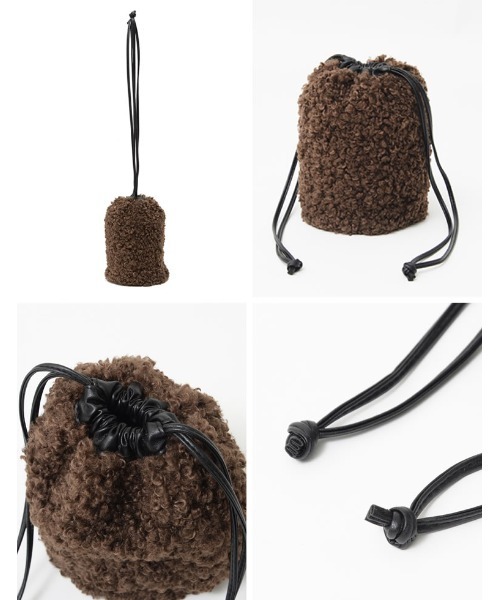 Re:EDIT（リエディ）の「リバーシブルプードルファー巾着バッグ（ショルダーバッグ・レディース・ブラウン/アイボリー・FREE）」の15枚目の写真