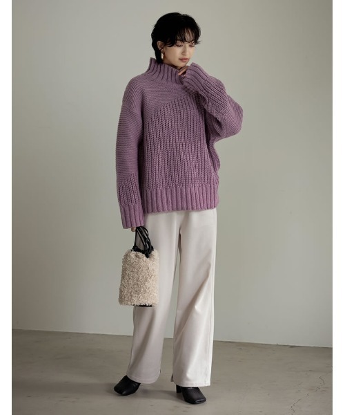 Re:EDIT（リエディ）の「リバーシブルプードルファー巾着バッグ（ショルダーバッグ・レディース・ブラウン/アイボリー・FREE）」の4枚目の写真