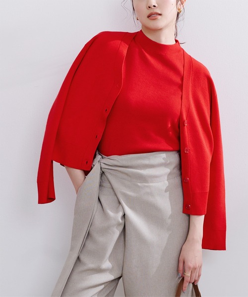 UR'S（ユアーズ）の「Vﾈｯｸｶｰﾃﾞｨｶﾞﾝ（カーディガン/ボレロ・レディース・オフホワイト/レッド/ブラック/グリーン/ベージュ/ネイビー/ライトグレー・M/S/L）」の7枚目の写真