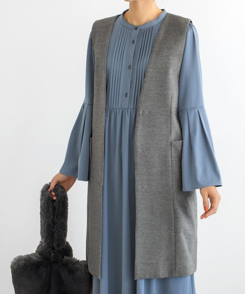 STYLE DELI(スタイルデリ)の「タック&ギャザーワンピース(ワンピース・レディース・チャコールグレー/ブルー系その他/グレー系その他/ブルー系・01/02)」の10枚目の写真