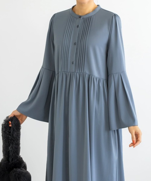 STYLE DELI(スタイルデリ)の「タック&ギャザーワンピース(ワンピース・レディース・チャコールグレー/ブルー系その他/グレー系その他/ブルー系・01/02)」の12枚目の写真