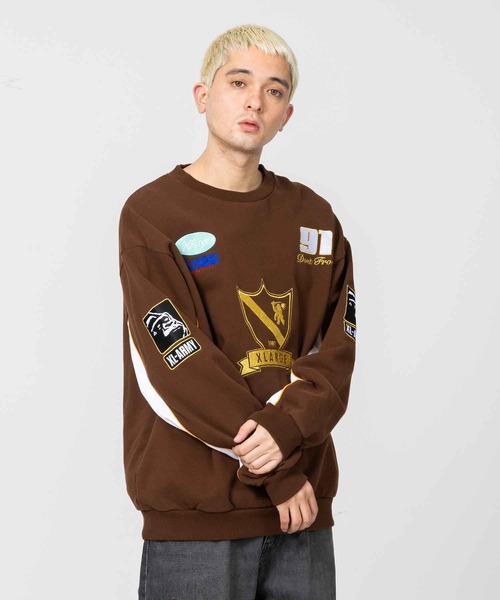 XLARGE（エクストララージ）の「PANEL CREW NECK SWEAT（スウェット・メンズ・ブラウン/ブラック/オレンジ・S/XL/M/L）」の2枚目の写真