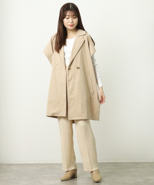 salle de bal POUR TOUS(サルデバルプールトゥス)の「【 ZOZO限定 】トレンチベスト 343014 poncho DAD(トレンチコート・レディース・ベージュ/ブラウン・FREE)」の5枚目の写真