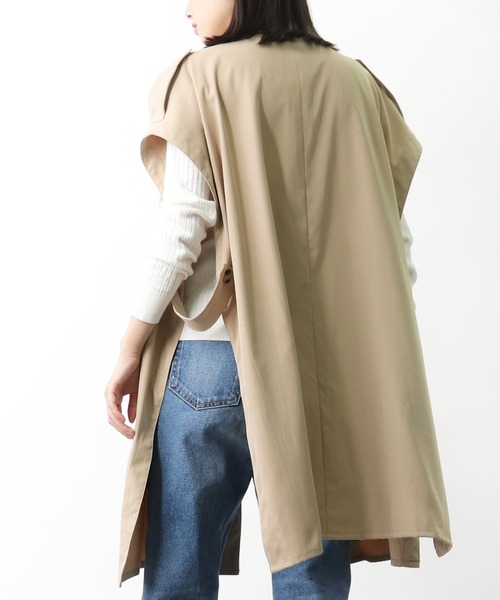 salle de bal POUR TOUS(サルデバルプールトゥス)の「【 ZOZO限定 】トレンチベスト 343014 poncho DAD(トレンチコート・レディース・ベージュ/ブラウン・FREE)」の18枚目の写真