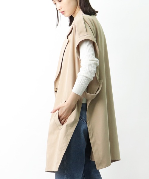 salle de bal POUR TOUS(サルデバルプールトゥス)の「【 ZOZO限定 】トレンチベスト 343014 poncho DAD(トレンチコート・レディース・ベージュ/ブラウン・FREE)」の12枚目の写真