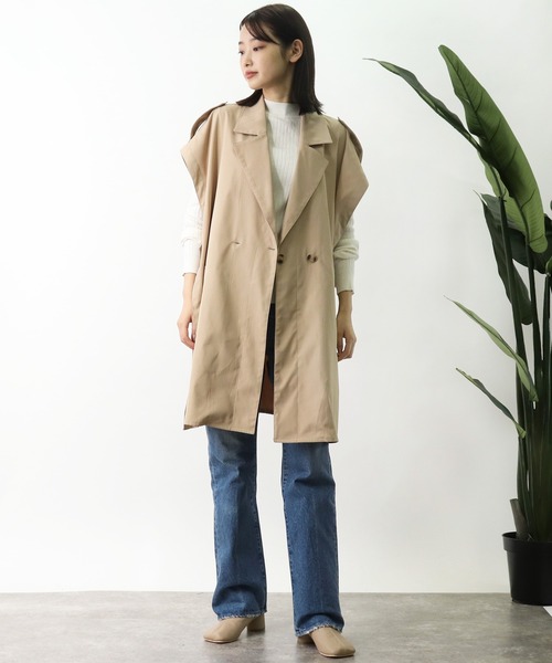 salle de bal POUR TOUS(サルデバルプールトゥス)の「【 ZOZO限定 】トレンチベスト 343014 poncho DAD(トレンチコート・レディース・ベージュ/ブラウン・FREE)」の6枚目の写真