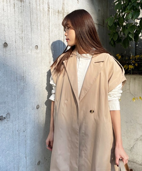 salle de bal POUR TOUS(サルデバルプールトゥス)の「【 ZOZO限定 】トレンチベスト 343014 poncho DAD(トレンチコート・レディース・ベージュ/ブラウン・FREE)」の21枚目の写真
