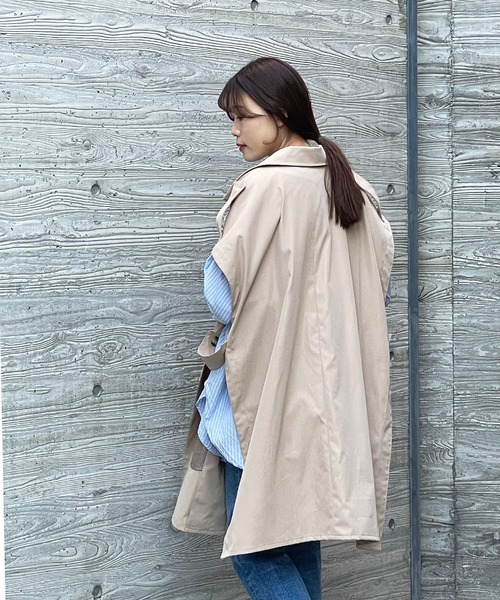 salle de bal POUR TOUS(サルデバルプールトゥス)の「【 ZOZO限定 】トレンチベスト 343014 poncho DAD(トレンチコート・レディース・ベージュ/ブラウン・FREE)」の8枚目の写真