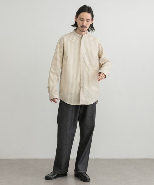 WORK NOT WORK URBAN RESEARCH(ワークノットワークアーバンリサーチ)の「WORK NOT WORK Stripe Bandcollar Shirts(シャツ/ブラウス・メンズ・オフホワイト/ベージュ・SMALL/MEDIUM/LARGE)」の10枚目の写真