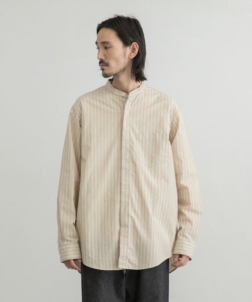 WORK NOT WORK URBAN RESEARCH(ワークノットワークアーバンリサーチ)の「WORK NOT WORK Stripe Bandcollar Shirts(シャツ/ブラウス・メンズ・オフホワイト/ベージュ・SMALL/MEDIUM/LARGE)」の9枚目の写真