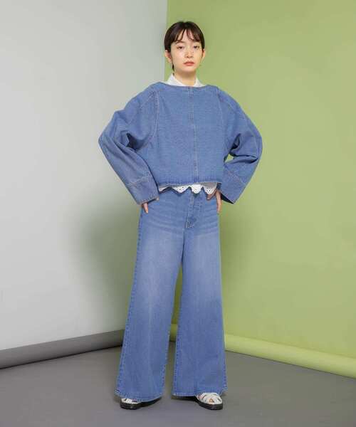 KBF（ケイビーエフ）の「『WEB/一部店舗限定』WIDEデニムプルオーバー（シャツ/ブラウス・レディース・ブラック/ブルー・ONE）」の13枚目の写真