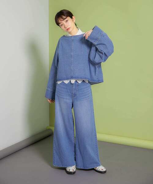 KBF（ケイビーエフ）の「『WEB/一部店舗限定』WIDEデニムプルオーバー（シャツ/ブラウス・レディース・ブラック/ブルー・ONE）」の14枚目の写真