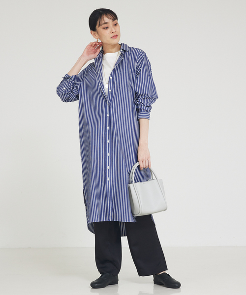 collex(コレックス)の「【Alltid】スーピマコットンシャツワンピース(ワンピース・レディース・ネイビー/ピンクベージュ・フリー)」の4枚目の写真