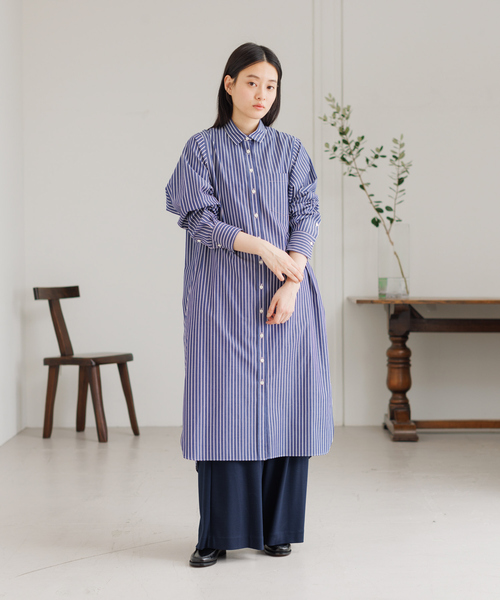 collex(コレックス)の「【Alltid】スーピマコットンシャツワンピース(ワンピース・レディース・ネイビー/ピンクベージュ・フリー)」の7枚目の写真