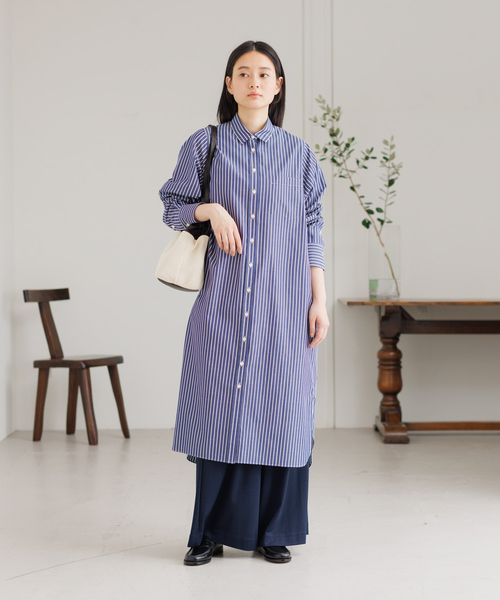 collex(コレックス)の「【Alltid】スーピマコットンシャツワンピース(ワンピース・レディース・ネイビー/ピンクベージュ・フリー)」の9枚目の写真