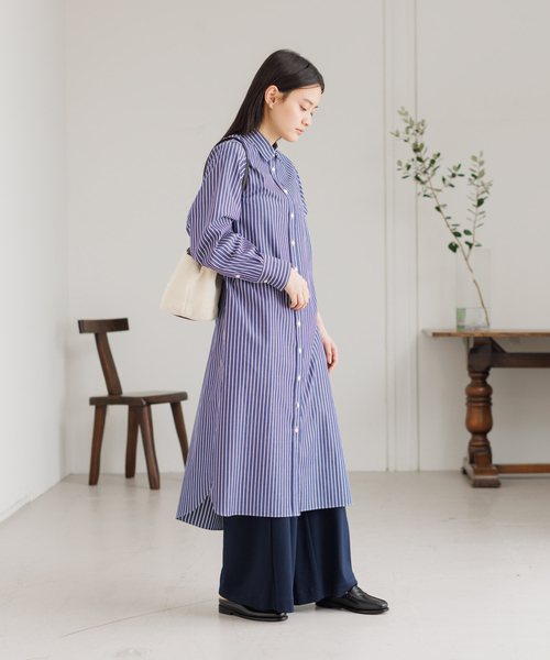 collex(コレックス)の「【Alltid】スーピマコットンシャツワンピース(ワンピース・レディース・ネイビー/ピンクベージュ・フリー)」の10枚目の写真