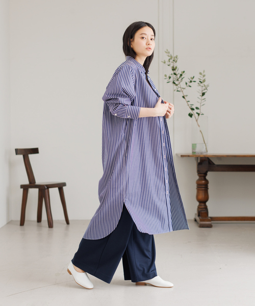collex(コレックス)の「【Alltid】スーピマコットンシャツワンピース(ワンピース・レディース・ネイビー/ピンクベージュ・フリー)」の12枚目の写真