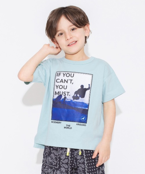 BRANSHES(ブランシェス)の「【bコレ / 綿100%】グラフィック半袖Tシャツ(Tシャツ/カットソー・キッズ・レッド/ベージュ/ホワイト/カラフル/オフホワイト/イエロー/ブルーグレー/ブラック/アイボリー/ライトベージュ・140/100/110/130/120/150)」の1枚目の写真