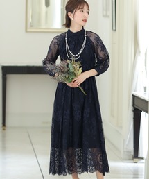 結婚式 パーティー ドレス ミモレ丈 と 袖あり ハイネック 大きいサイズ フォーマル オケージョンドレス お呼ばれ 二次会 成人式