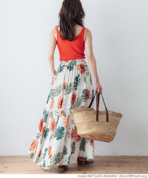 coca（coca）（コカ）の「ボタニカル花柄スカート（スカート・レディース・ホワイト・SHORT/LONG）」の7枚目の写真