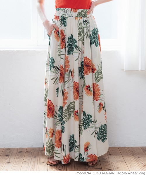 coca（coca）（コカ）の「ボタニカル花柄スカート（スカート・レディース・ホワイト・SHORT/LONG）」の8枚目の写真